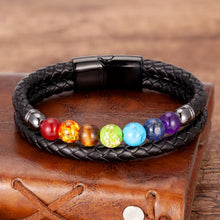 Load image into Gallery viewer, Chakra Men Bracelet 7 Color Natural Healing Stone
