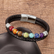 Load image into Gallery viewer, Chakra Men Bracelet 7 Color Natural Healing Stone
